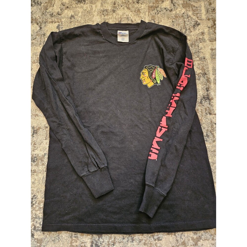 Vintage Pro Player NHL Chicago Blackhawks Hockey Long Sleeve Shirt Size MEDIUM